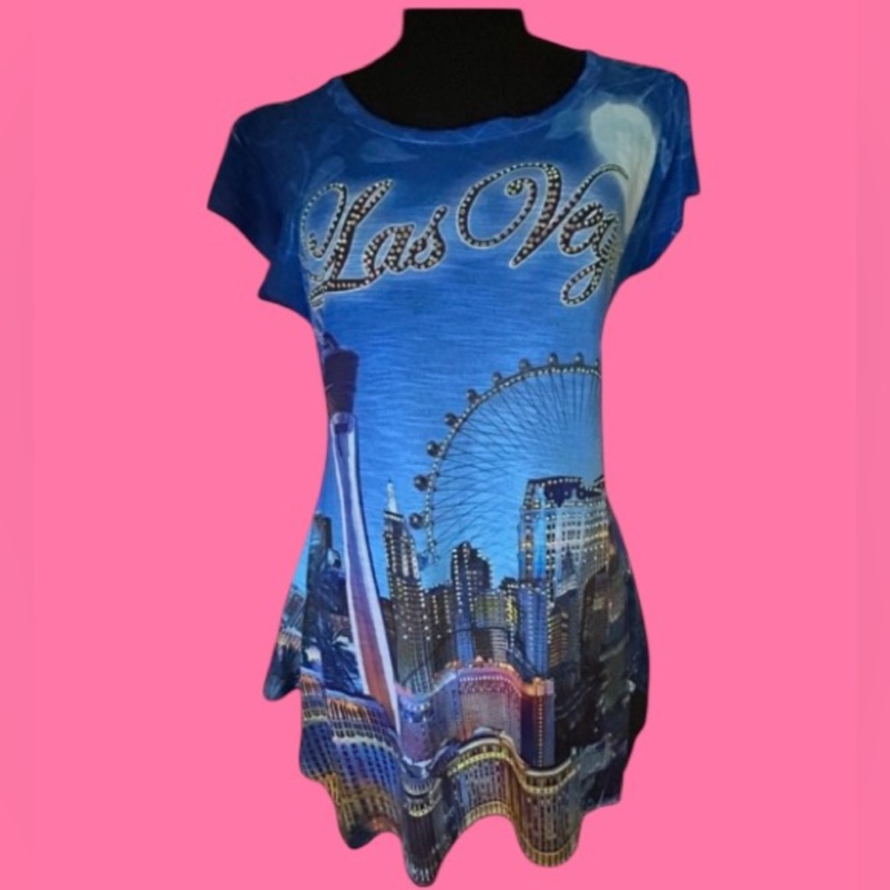 💙NWT! GLITTERY RHINESTONE LAS VEGAS TUNIC! GORGEOUS COLORS & BLING!